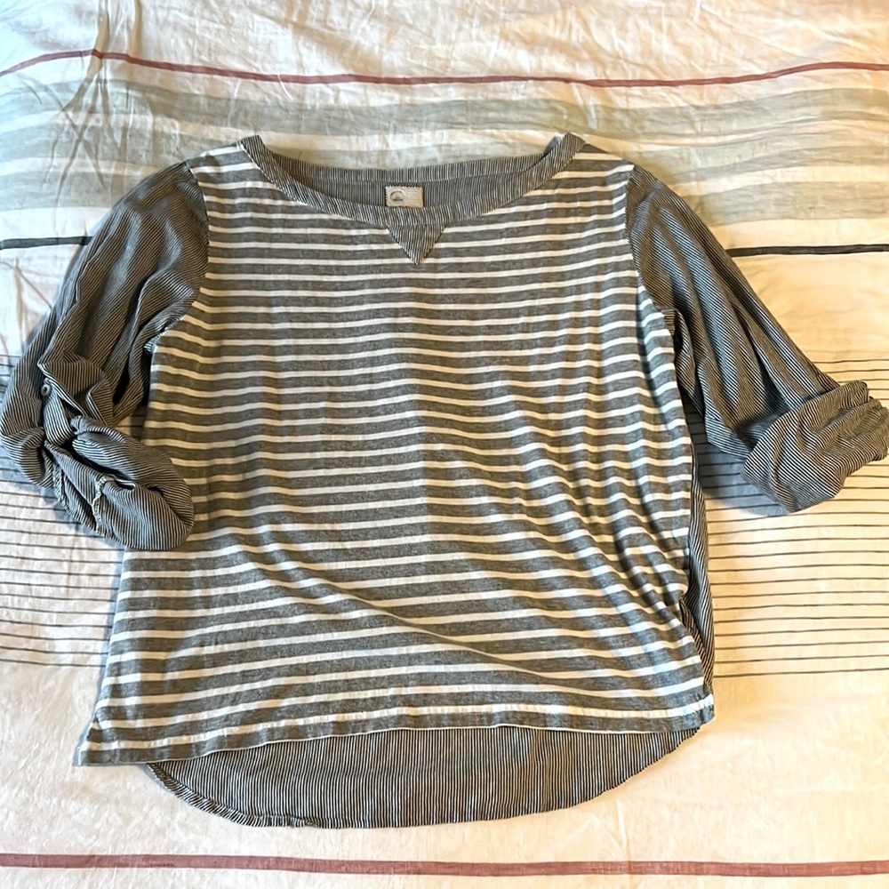 Poplin and knit top